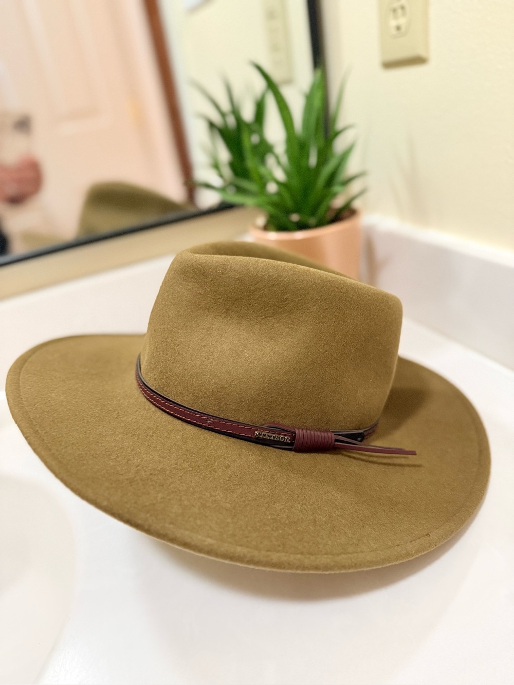 Stetson Bozeman Crushable Wool Felt Fedora Hat Loden Green Olive Size S